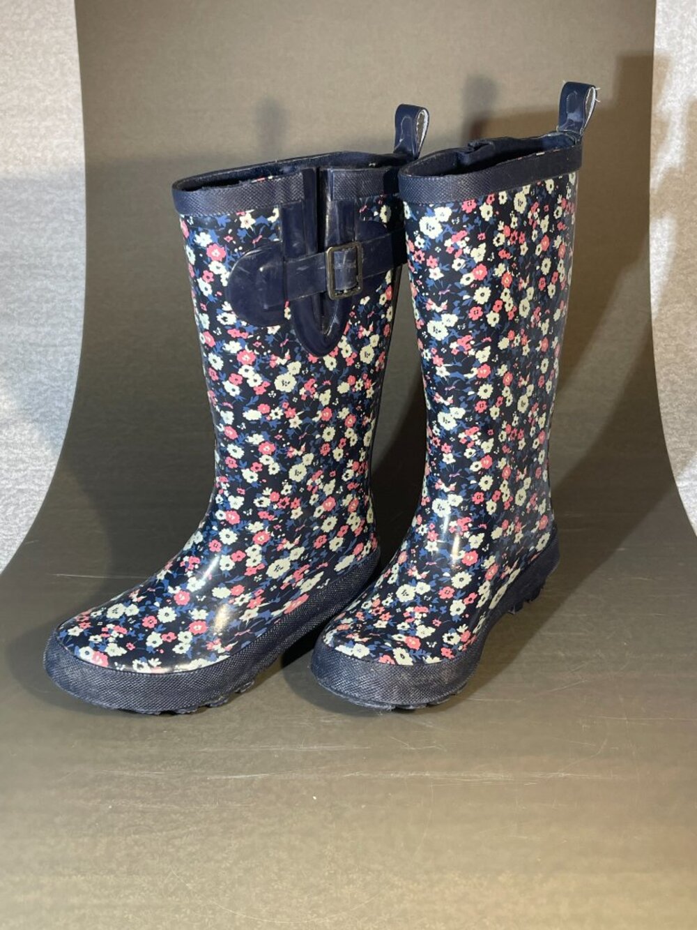 Girl's Size 12 Floral Rain Boots w/ Side Buckle (2256)
